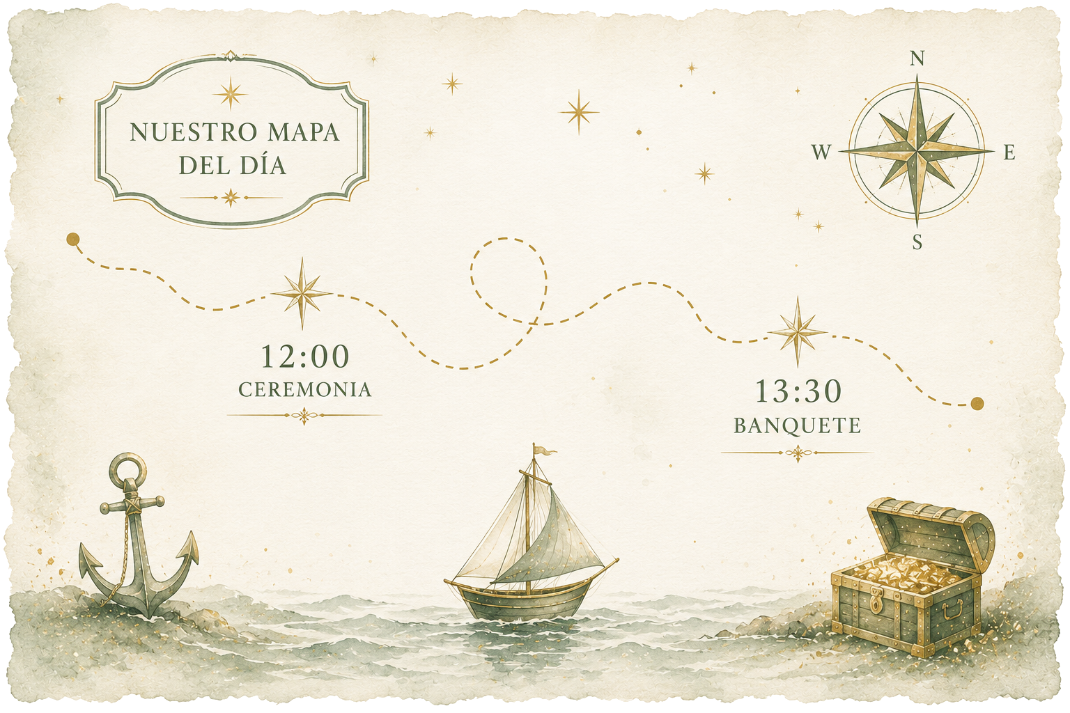 Mapa del tesoro — 12:00 Ceremonia · 13:30 Banquete